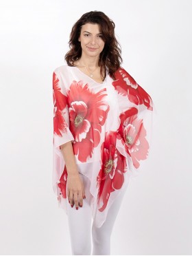 Reversible Pearl Chiffon Top with Floral Print